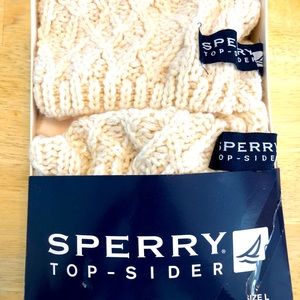 NIB Sperry Ivory Cable Rain Boot Socks Women 9-11